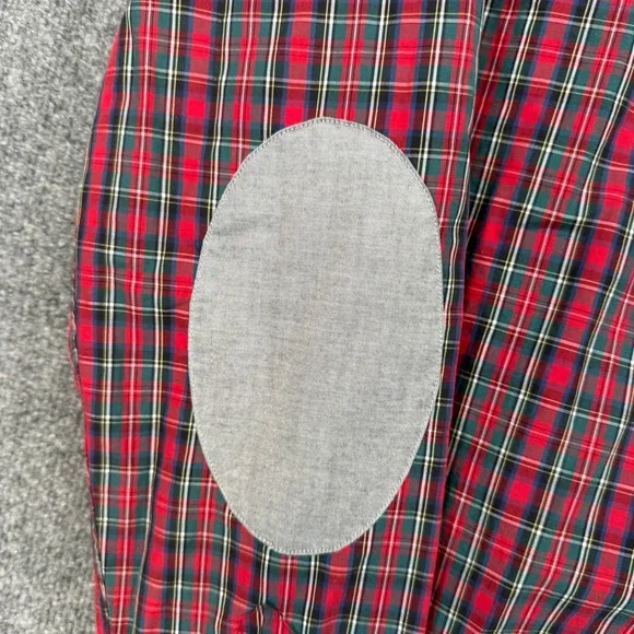Banana Republic Button Down Shirt Mens Medium Red Elbow Patch Plaid Slim Fit NEW - Picture 4 of 10